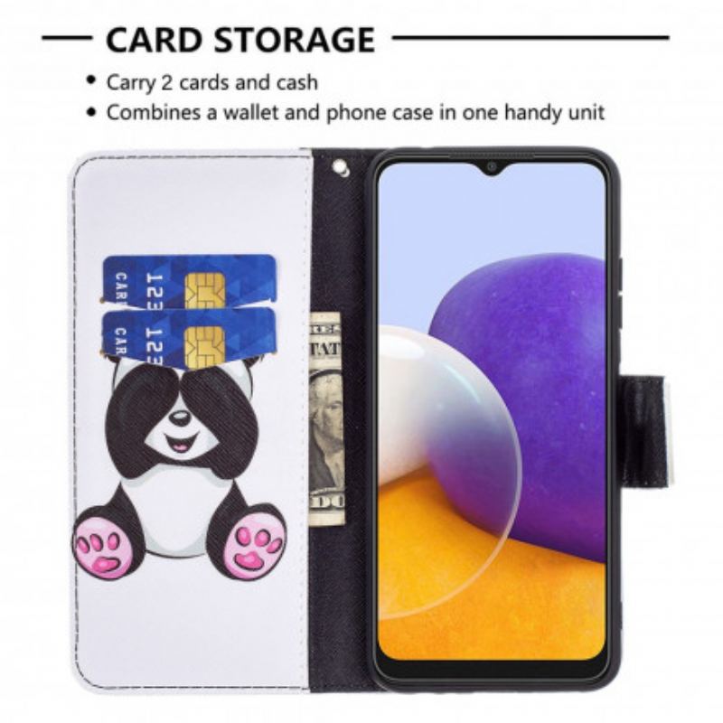 Capa Flip Para Samsung Galaxy A22 5G Panda Divertido