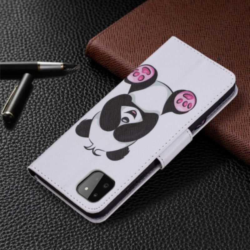 Capa Flip Para Samsung Galaxy A22 5G Panda Divertido