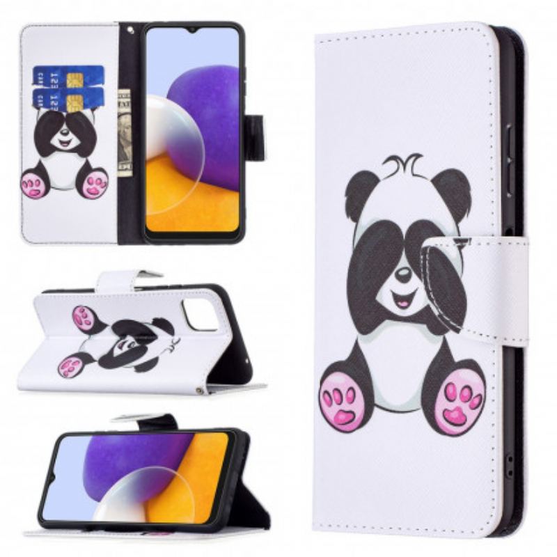 Capa Flip Para Samsung Galaxy A22 5G Panda Divertido