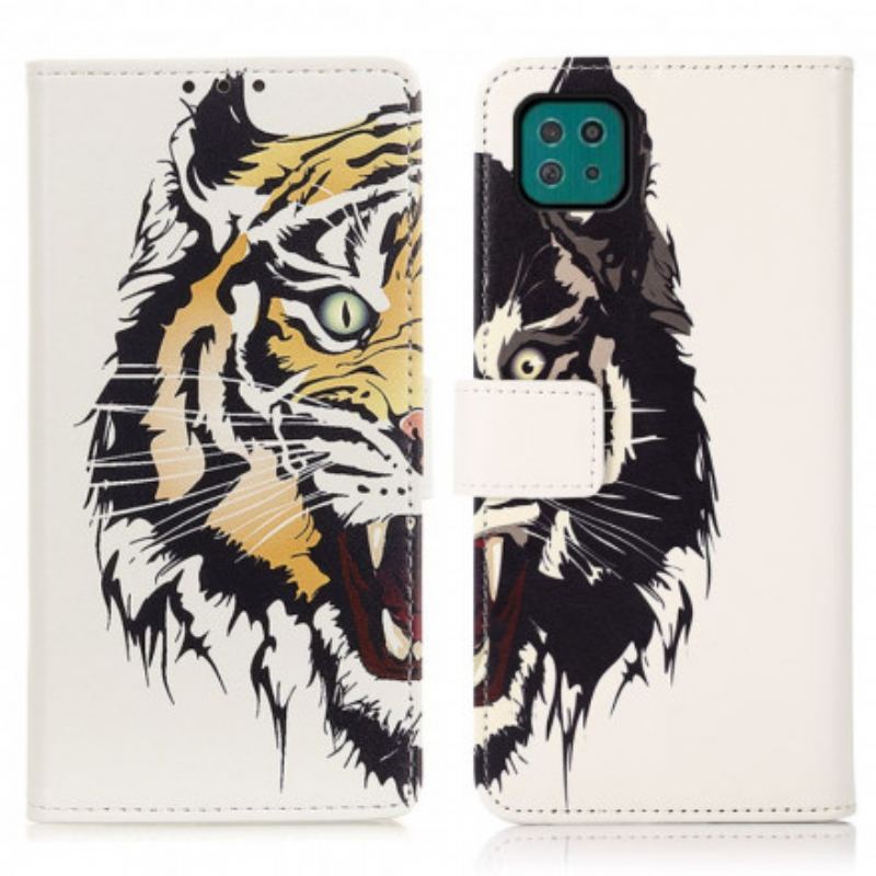 Capa Flip Para Samsung Galaxy A22 5G Tigre Feroz