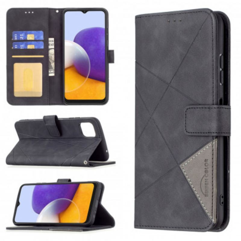 Capa Flip Para Samsung Galaxy A22 5G Triângulos De Cores Binfen