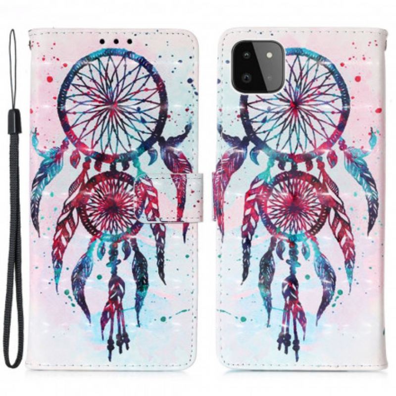 Capa Folio Para Samsung Galaxy A22 5G Apanhador De Sonhos Aquarela