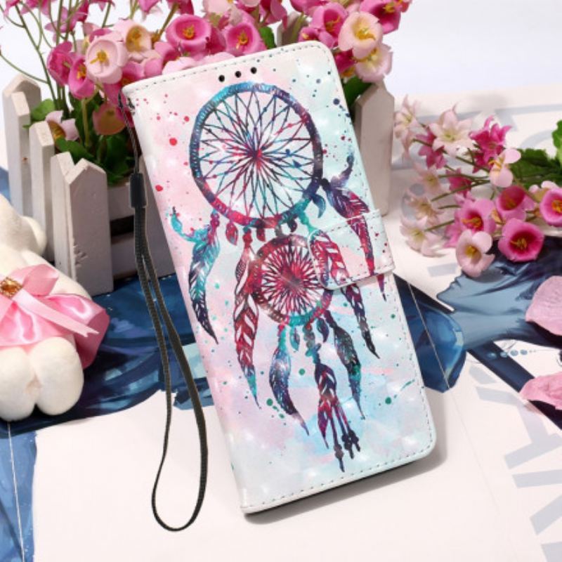 Capa Folio Para Samsung Galaxy A22 5G Apanhador De Sonhos Aquarela