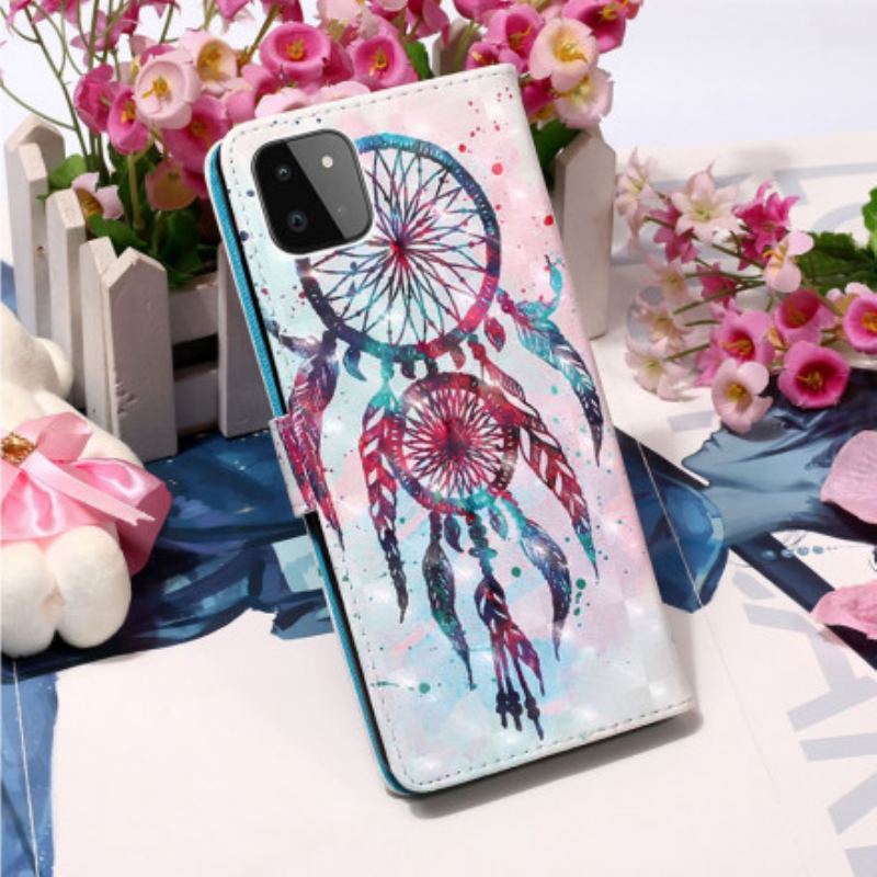 Capa Folio Para Samsung Galaxy A22 5G Apanhador De Sonhos Aquarela