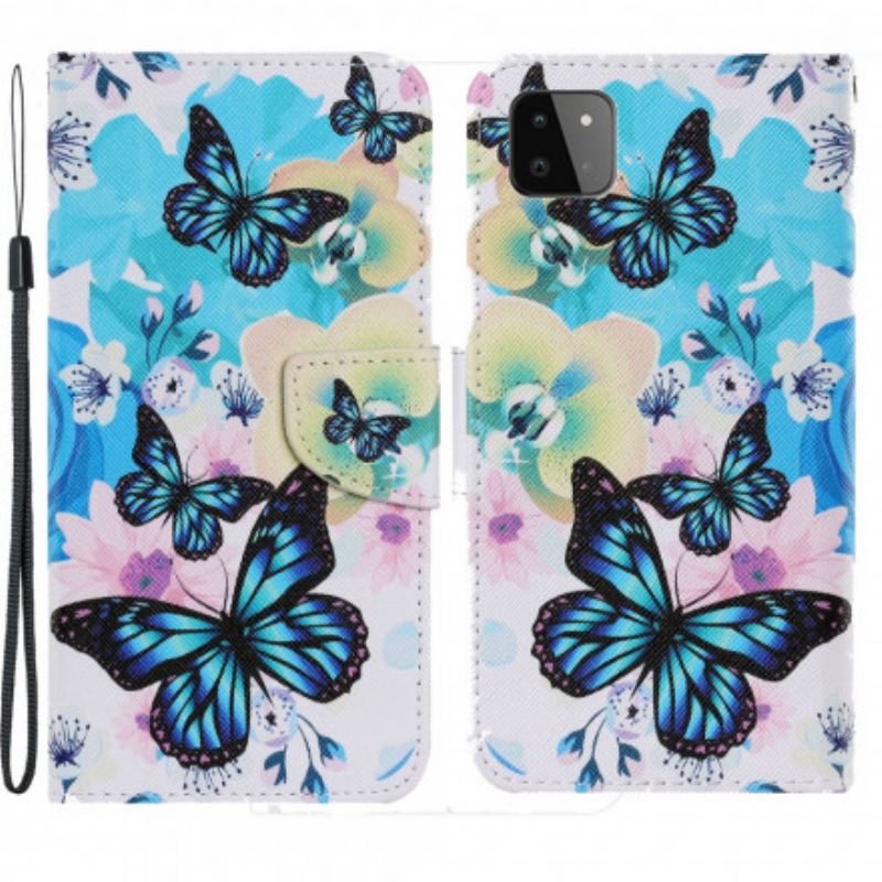 Capa Folio Para Samsung Galaxy A22 5G Borboletas E Flores De Verão