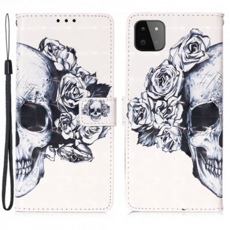 Capa Folio Para Samsung Galaxy A22 5G Caveira Florida