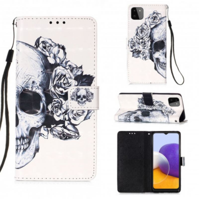 Capa Folio Para Samsung Galaxy A22 5G Caveira Florida