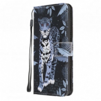 Capa Folio Para Samsung Galaxy A22 5G De Cordão Leopardo Strappy