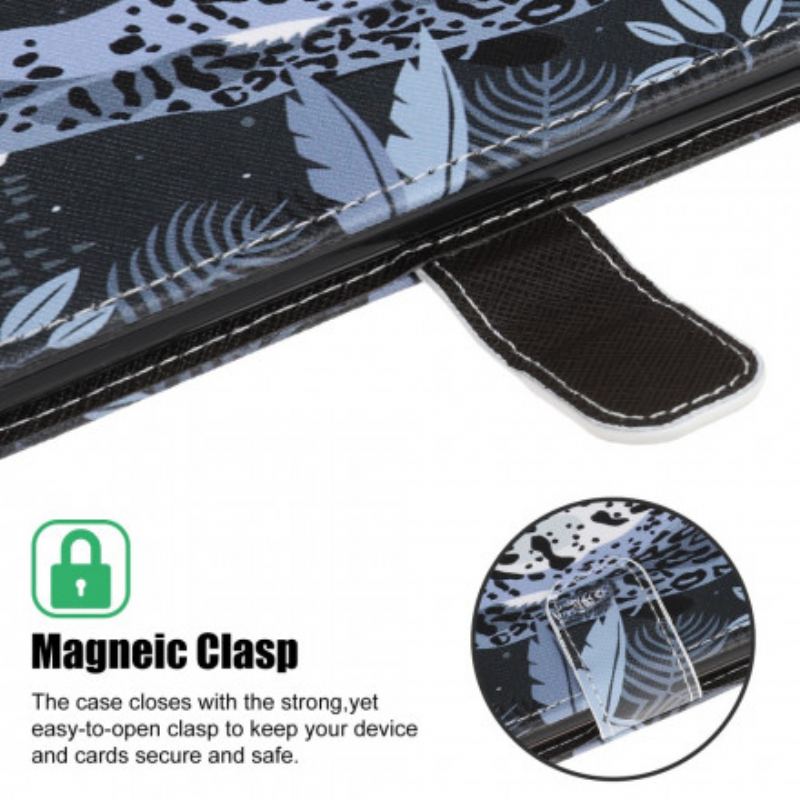 Capa Folio Para Samsung Galaxy A22 5G De Cordão Leopardo Strappy