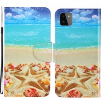 Capa Folio Para Samsung Galaxy A22 5G De Cordão Praia Da Corda