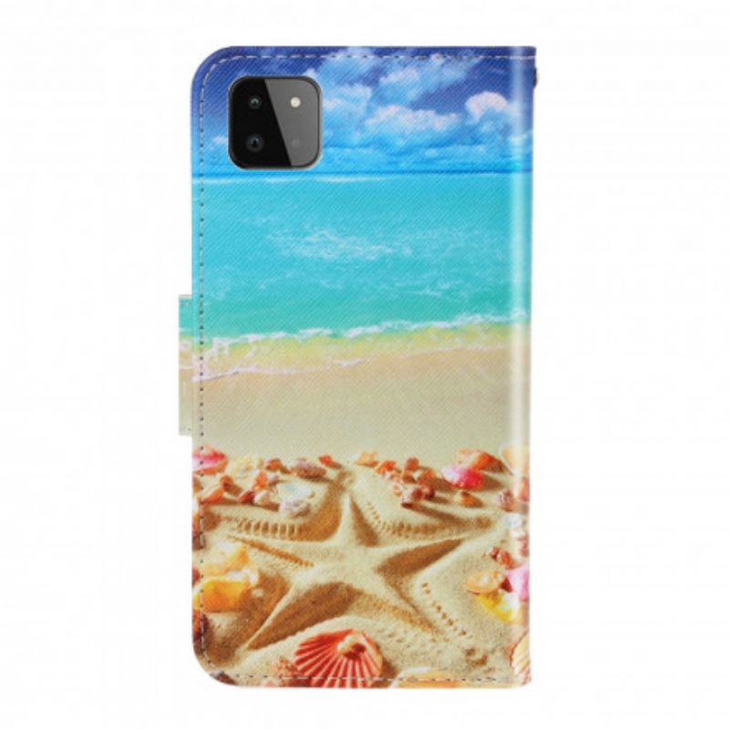 Capa Folio Para Samsung Galaxy A22 5G De Cordão Praia Da Corda