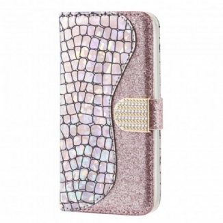 Capa Folio Para Samsung Galaxy A22 5G Diamantes De Crocodilo