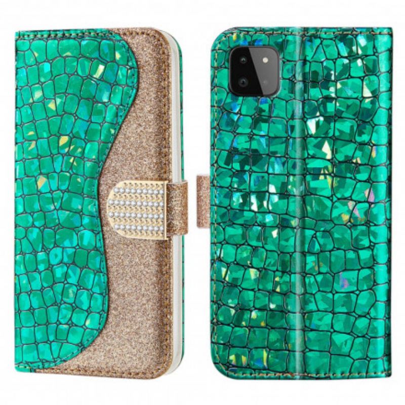 Capa Folio Para Samsung Galaxy A22 5G Diamantes De Crocodilo