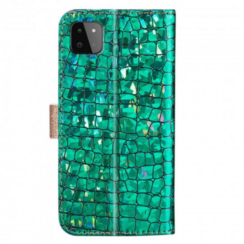 Capa Folio Para Samsung Galaxy A22 5G Diamantes De Crocodilo