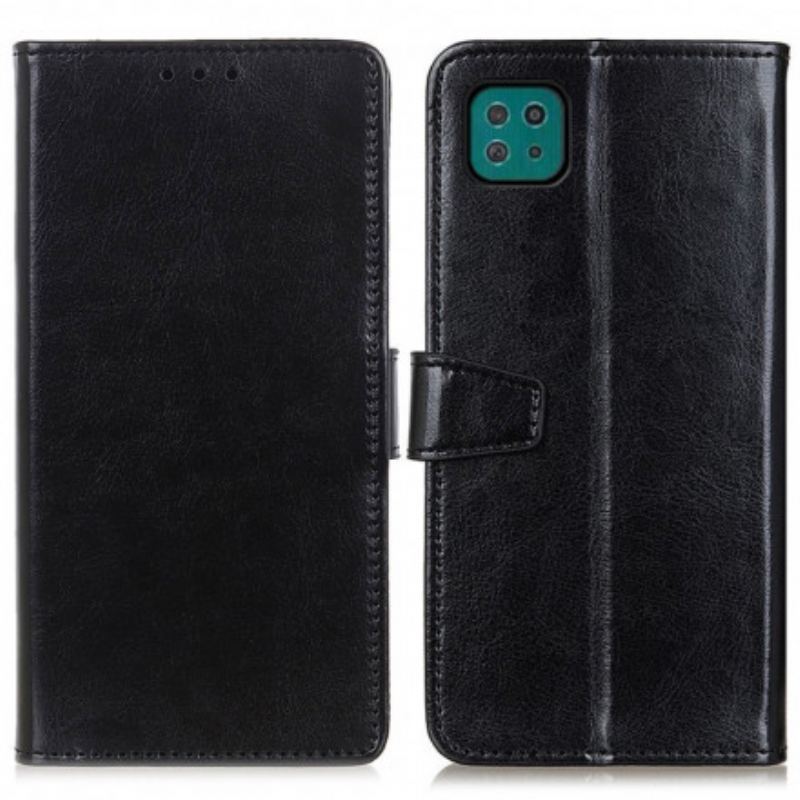 Capa Folio Para Samsung Galaxy A22 5G Efeito Couro Brilhante Simples