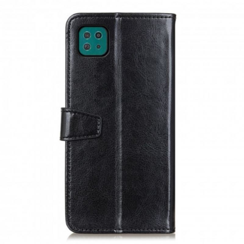 Capa Folio Para Samsung Galaxy A22 5G Efeito Couro Brilhante Simples