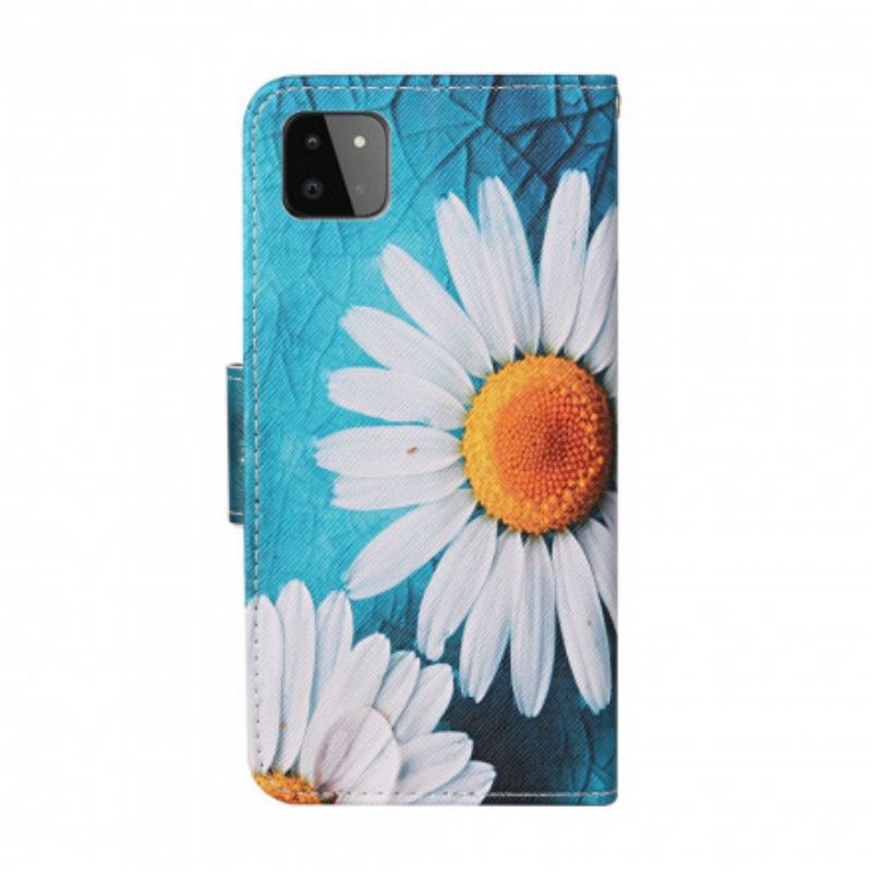 Capa Folio Para Samsung Galaxy A22 5G Flores Magistrais Com Alça