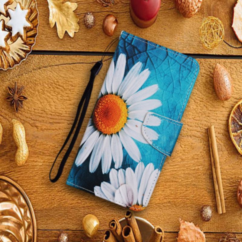 Capa Folio Para Samsung Galaxy A22 5G Flores Magistrais Com Alça