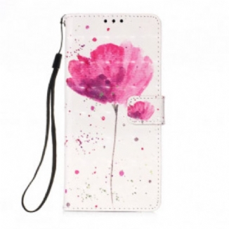 Capa Capa Folio Para Samsung Galaxy A22 5G Papoula Aquarela