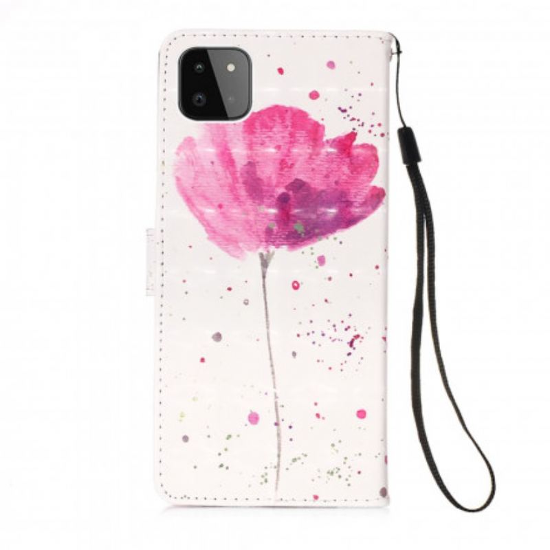 Capa Capa Folio Para Samsung Galaxy A22 5G Papoula Aquarela