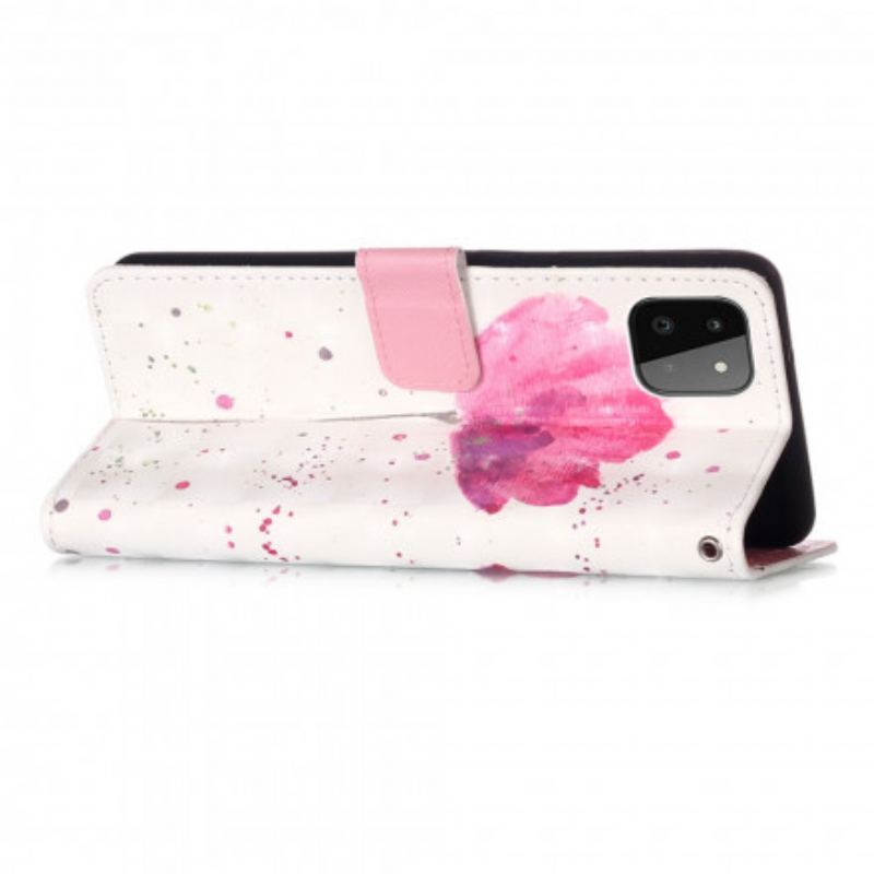 Capa Capa Folio Para Samsung Galaxy A22 5G Papoula Aquarela