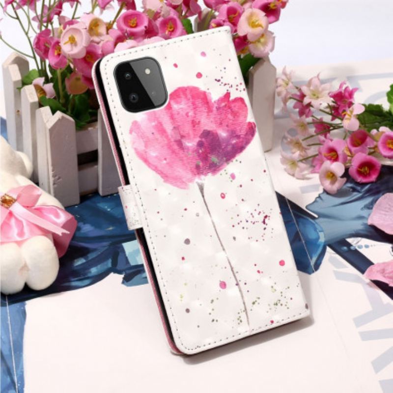 Capa Capa Folio Para Samsung Galaxy A22 5G Papoula Aquarela