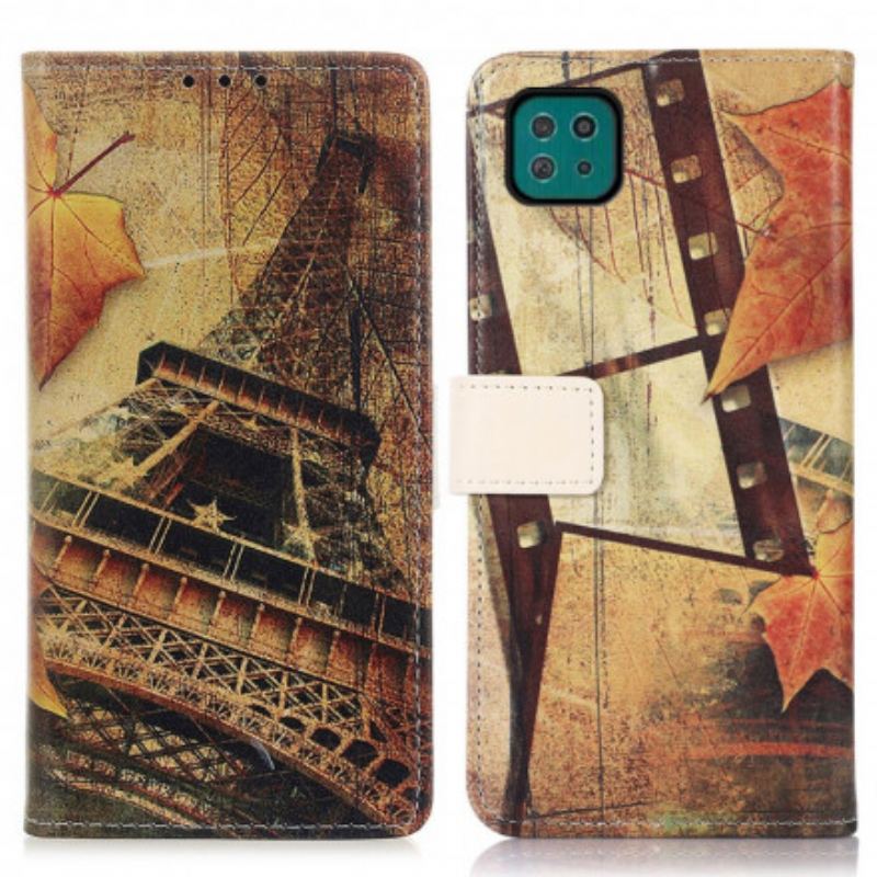 Capa Folio Para Samsung Galaxy A22 5G Torre Eiffel