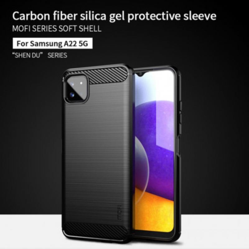 Capa Para Samsung Galaxy A22 5G Fibra De Carbono Escovada Mofi