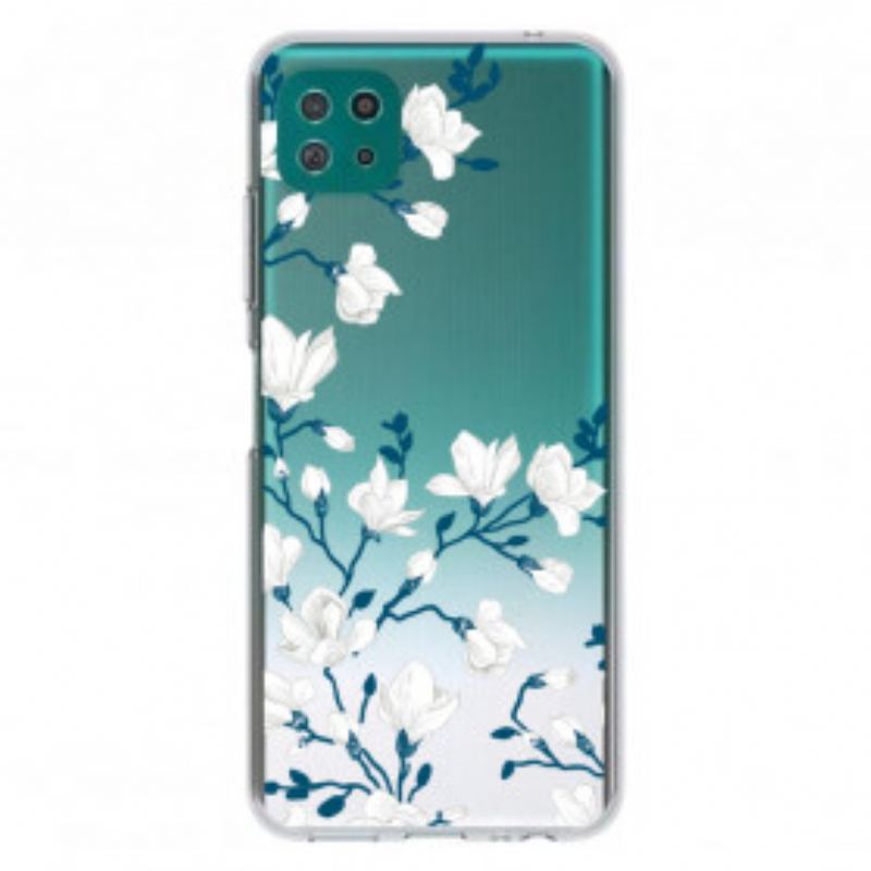 Capa Para Samsung Galaxy A22 5G Flores Brancas