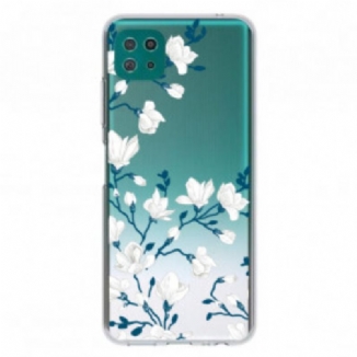 Capa Para Samsung Galaxy A22 5G Flores Brancas