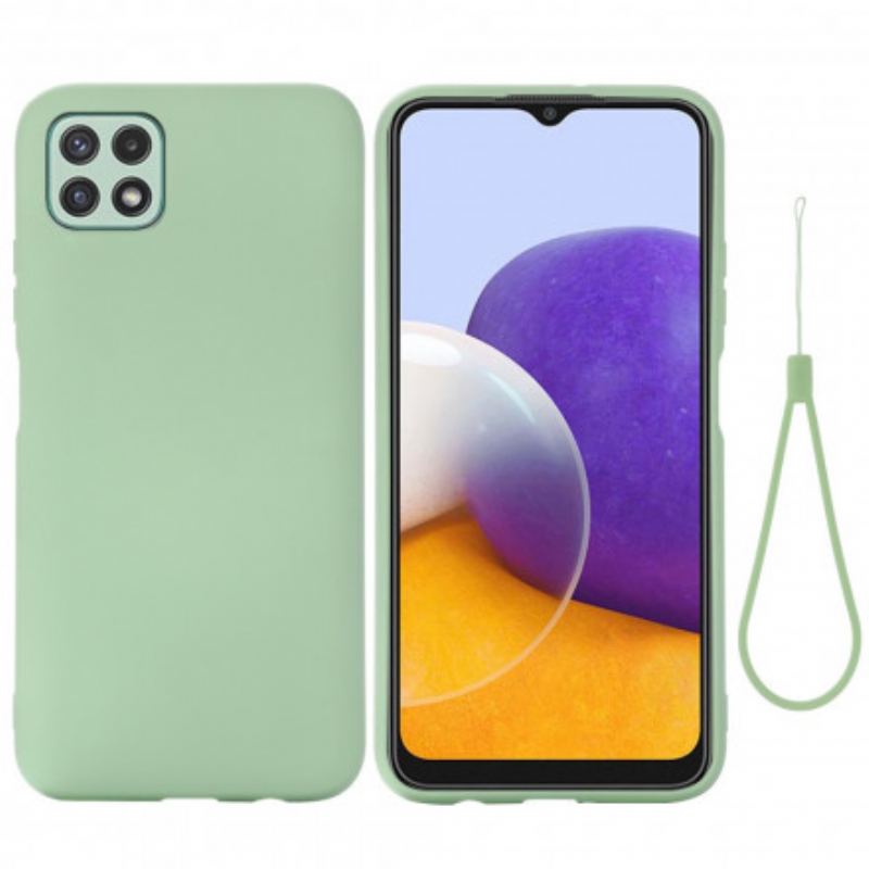 Capa Para Samsung Galaxy A22 5G Silicone Líquido Com Cordão