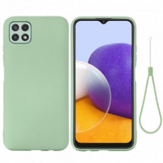 Capa Para Samsung Galaxy A22 5G Silicone Líquido Com Cordão