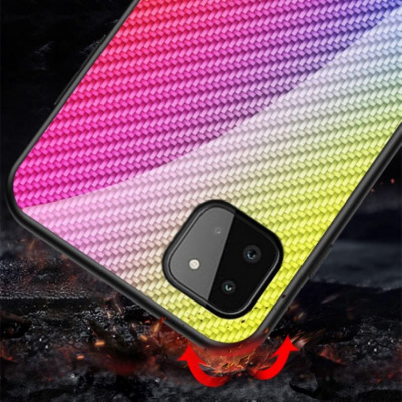 Capa Para Samsung Galaxy A22 5G Vidro Temperado De Fibra De Carbono