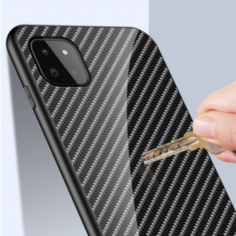 Capa Para Samsung Galaxy A22 5G Vidro Temperado De Fibra De Carbono