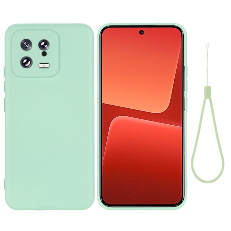 Capa De Celular Para Xiaomi 13 Silicone Líquido Com Cordão