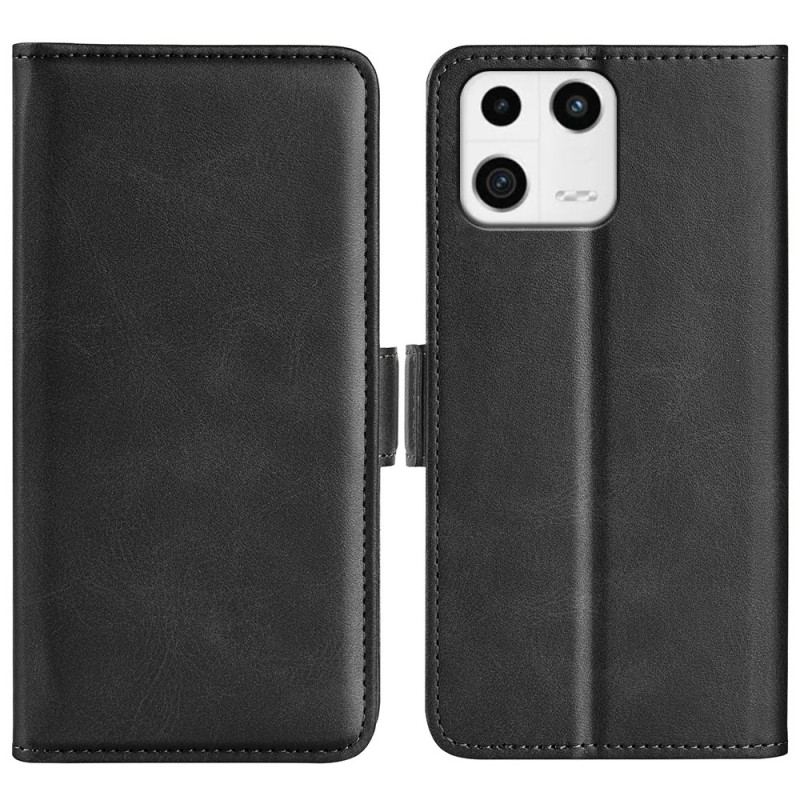 Capa De Couro Para Xiaomi 13 Fecho Duplo