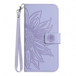 Capa De Couro Para Xiaomi 13 Flor Com Cordão