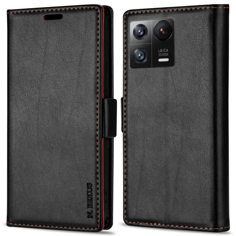 Capa De Couro Para Xiaomi 13 Ln.bekus Efeito Couro