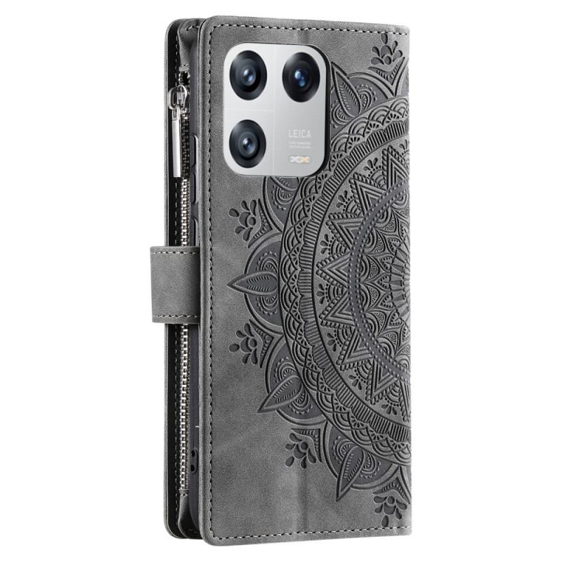 Capa De Couro Para Xiaomi 13 Capa Tipo Carteira Carteira Mandala