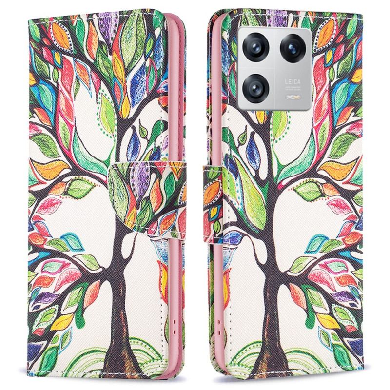 Capa Flip Para Xiaomi 13 Aquarela Árvore