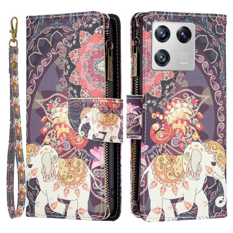 Capa Flip Para Xiaomi 13 Bolso Elefante Com Zíper