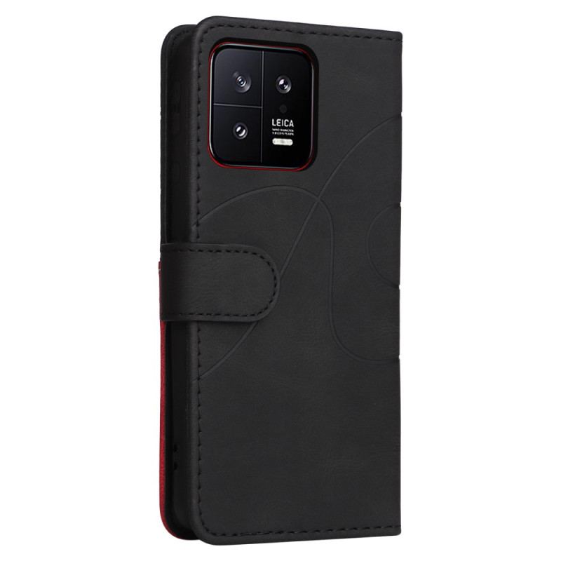 Capa Flip Para Xiaomi 13 De Cordão Correia De Dois Tons