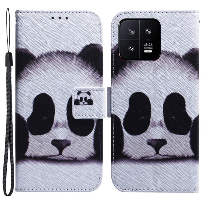 Capa Flip Para Xiaomi 13 De Cordão Strappy Panda