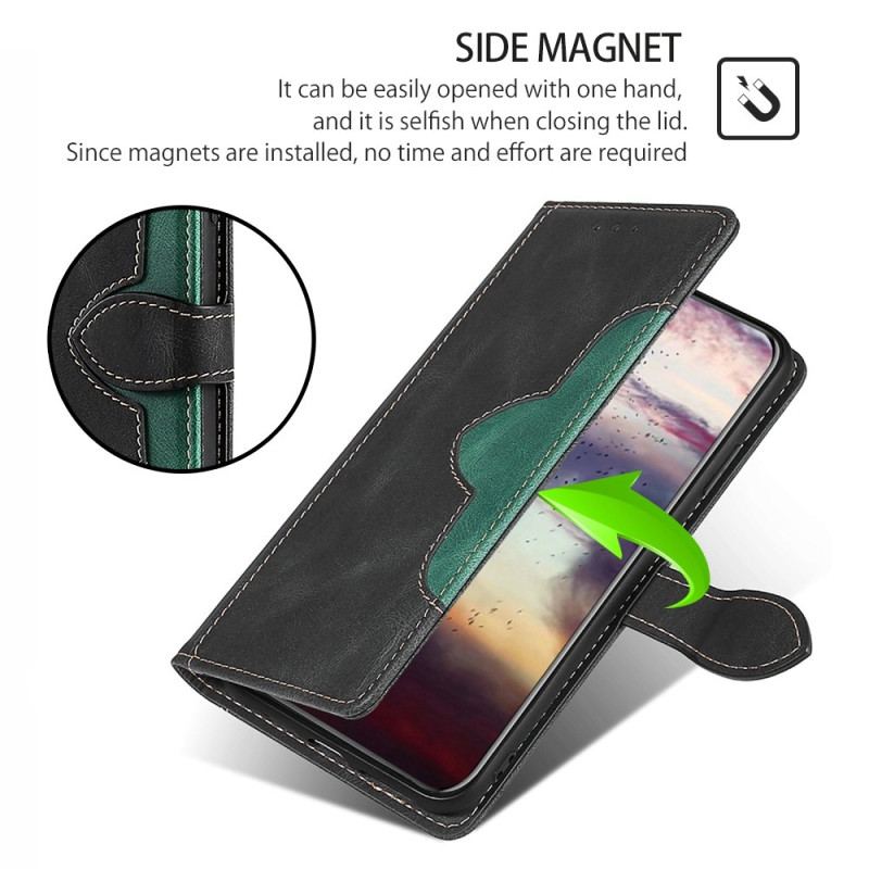 Capa Flip Para Xiaomi 13 Couro Sintético Bicolor Estiloso