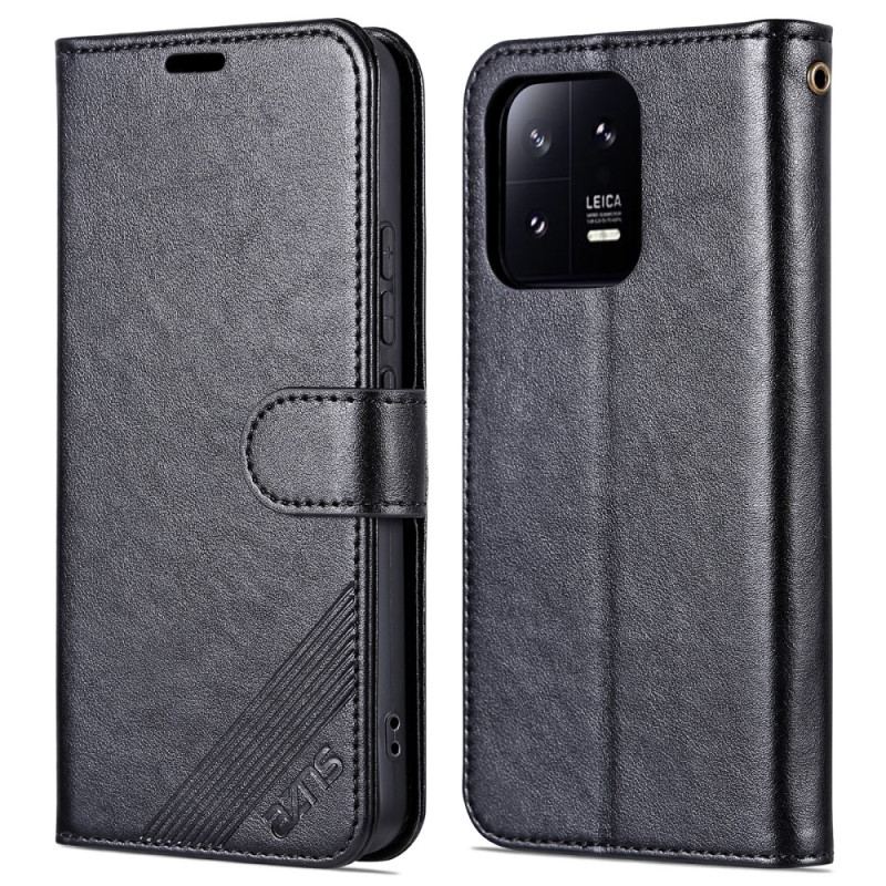 Capa Flip Para Xiaomi 13 Efeito Couro Azns