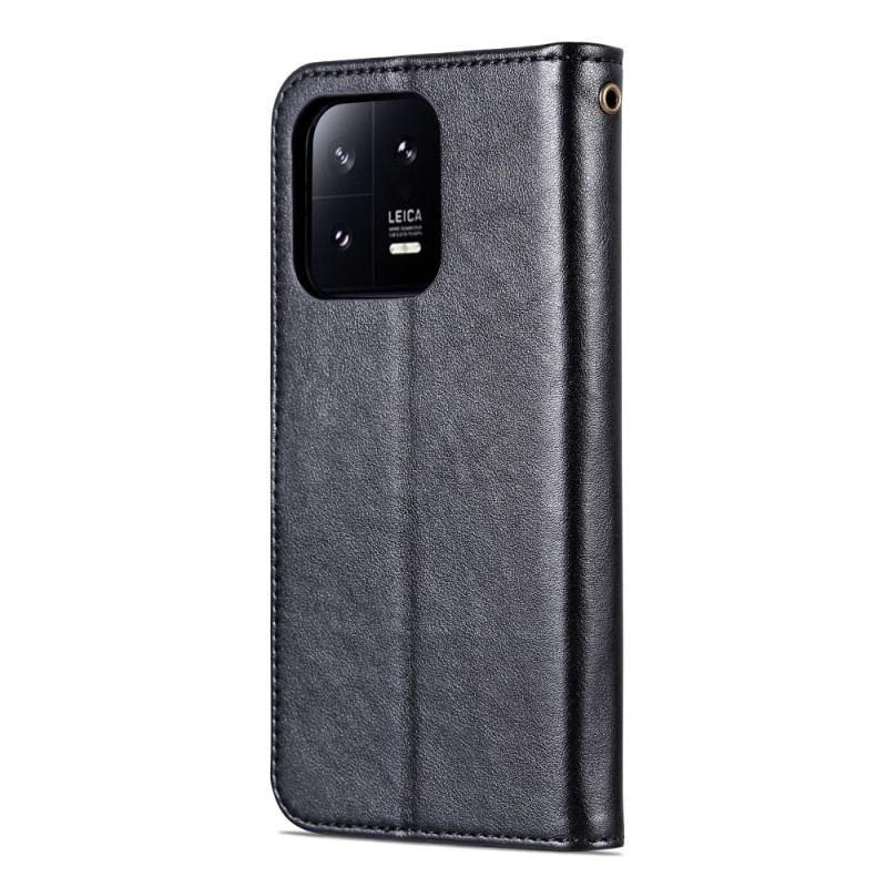 Capa Flip Para Xiaomi 13 Efeito Couro Azns