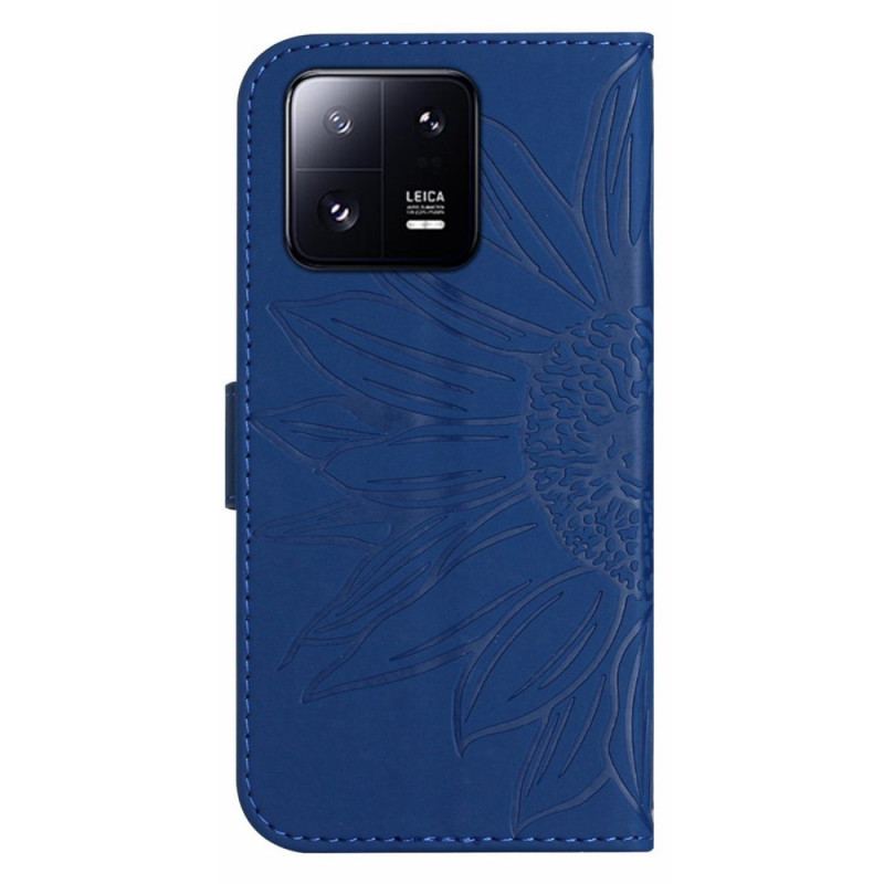 Capa Flip Para Xiaomi 13 Flor Com Alça De Ombro