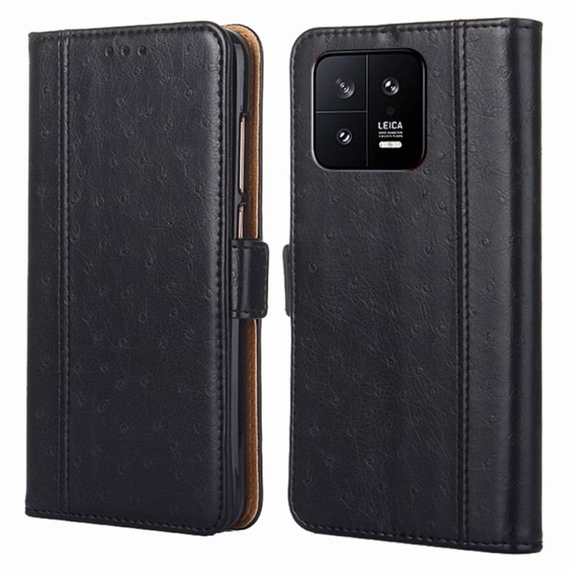 Capa Flip Para Xiaomi 13 Textura De Pele De Avestruz