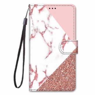 Capa Flip Para Xiaomi 13 Triângulo De Mármore E Glitter