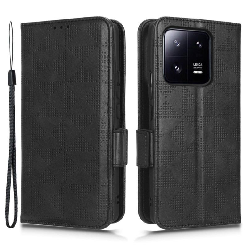 Capa Flip Para Xiaomi 13 Triângulos Com Cordão